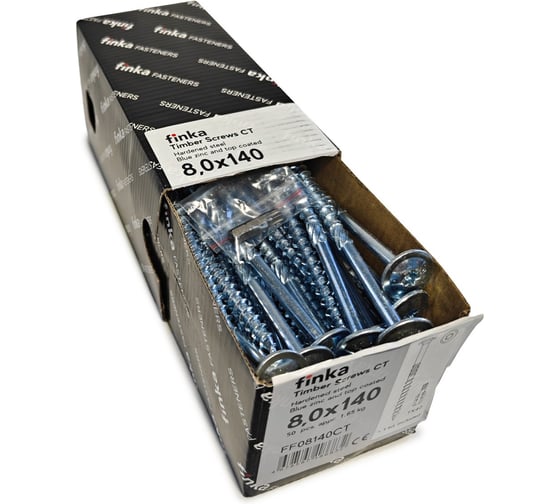 Шурупы конструкционные Finka Timber Screws CT 8,0x140 TX40 (Голубой цинк, тарелка, 50шт) FF08140CT