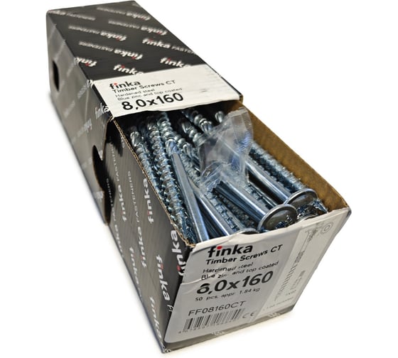 Шурупы конструкционные Finka Timber Screws CT 8,0x160 TX40 (Голубой цинк, тарелка, 50шт) FF08160CT