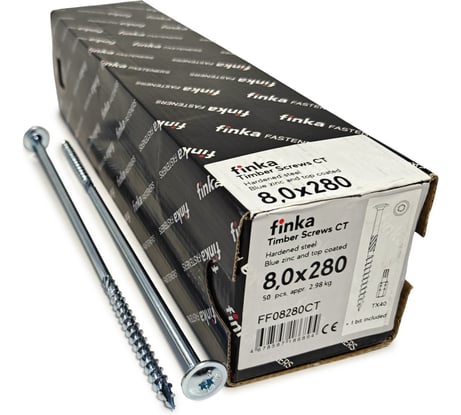 Шурупы конструкционные Finka Timber Screws CT 8,0x280 TX40 (Голубой цинк, тарелка, 50шт) FF08280CT