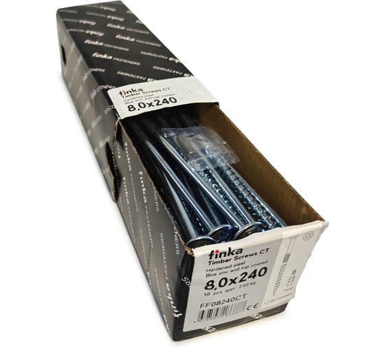 Шурупы конструкционные Finka Timber Screws CT 8,0x240 TX40 (Голубой цинк, тарелка, 50шт) FF08240CT