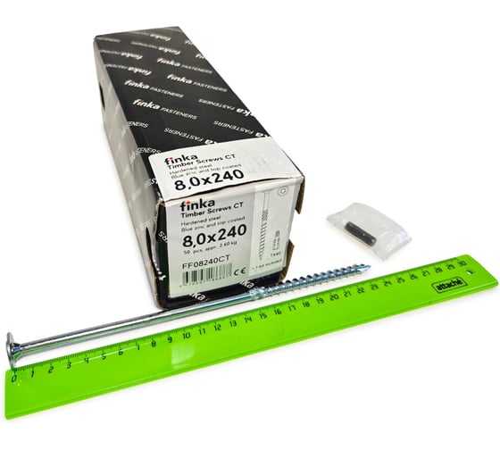 Шурупы конструкционные Finka Timber Screws CT 8,0x240 TX40 (Голубой цинк, тарелка, 50шт) FF08240CT