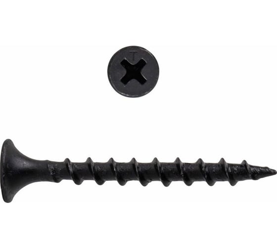 Квадра Саморез по металлу черный 3.5 x 51, yп. 15 шт., PH2, частая резьба, для гкл КВАДРА 350512015912 1