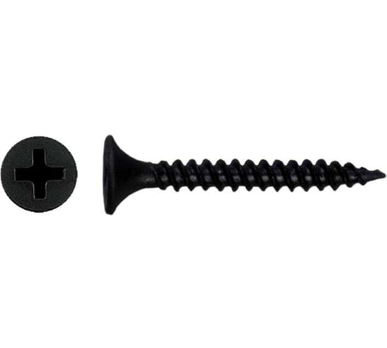 Саморез по металлу КВАДРА черный 3.5 x 51, кop. 200 шт., PH2, частая резьба, для гкл 350512020201 1