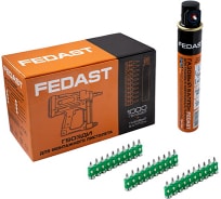 Усиленные гвозди для монтажного пистолета Fedast 3.0х19 мм комплекте с газовым баллоном 165 мм fd3019egfc