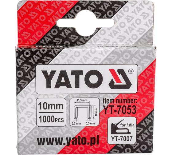 Скобы YATO 10 мм, 0.7х11.3 мм, 1000 шт. YT-7053