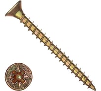 Саморез КВАДРА универсальный, 3x12мм, желтый, потайная голова, цинк, 200шт 304012008200