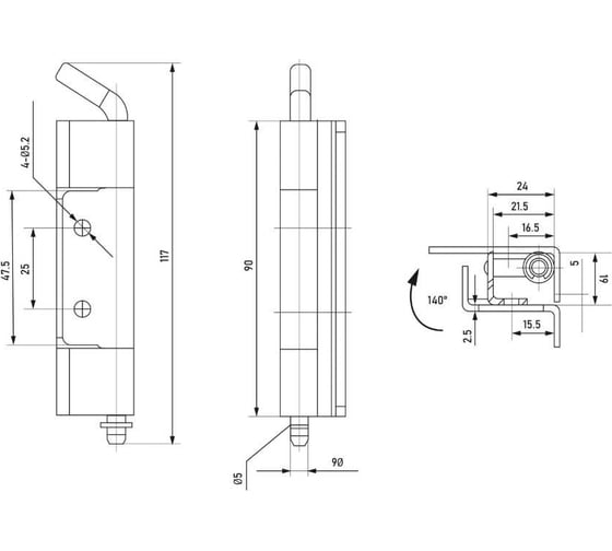 Петля потайная РУССКИЕ ЗАМКИ RZP 995-1, 4 шт 0183