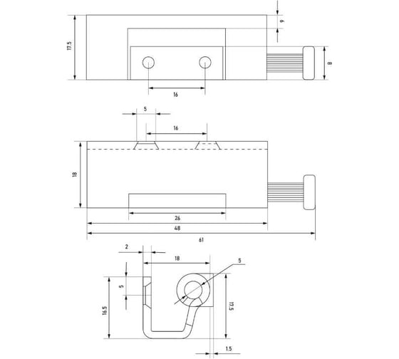 Петля потайная Русские замки RZP 308, 4 шт 0078