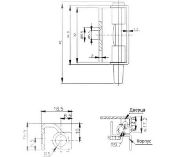 Петля потайная РУССКИЕ ЗАМКИ RZP 357 TITAN (нерж.сталь), 4 шт 0081