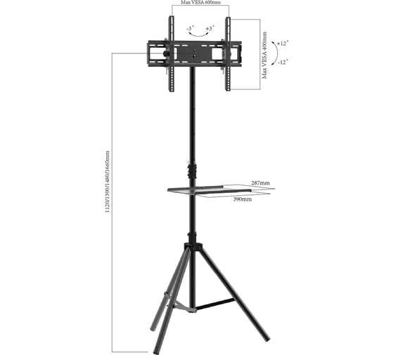 Мобильная стойка Arm media TR-STAND-2 black 10247