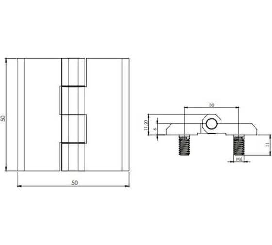 Петля листовая Русские замки RZP 318 со шпилькой (50x50мм, хром) 4 шт, 0210