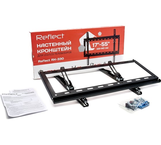 Настенный кронштейн Reflect RK-330 17-55", наклон 0/+10, до 30 кг, черный 27455