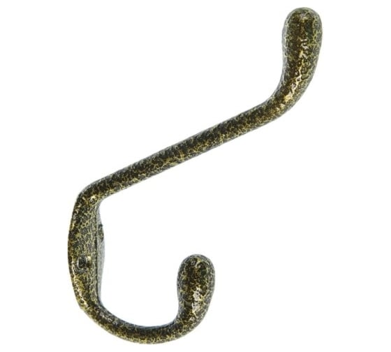 Мебельный двухрожковый крючок TUNDRA КМ05BS, цвет золото на черном 3853844 1