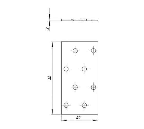 Крепежная пластина TUNDRA 40х80х2 мм, цинк, 1 шт. 5296470