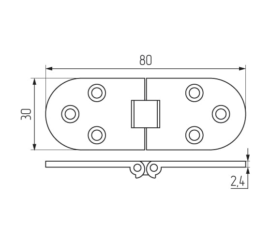 Секретерная петля MF L80, W30, хром 50141 7917v