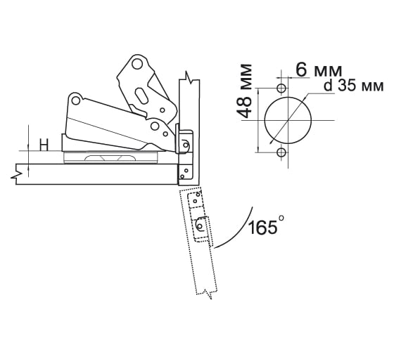 Петля MF 165 RD-01AGP Clip-on с доводчиком 7386v