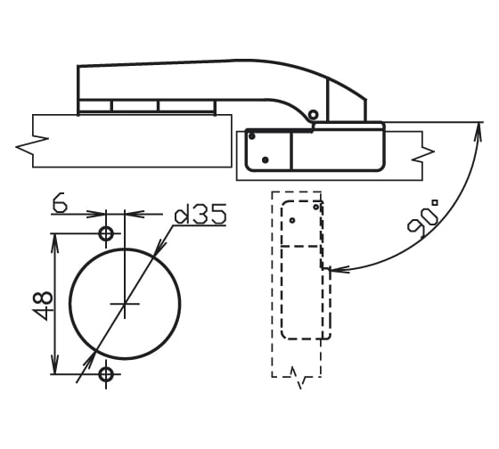Петля MF 90 RDK-64D Slide-on с доводчиком 5995v
