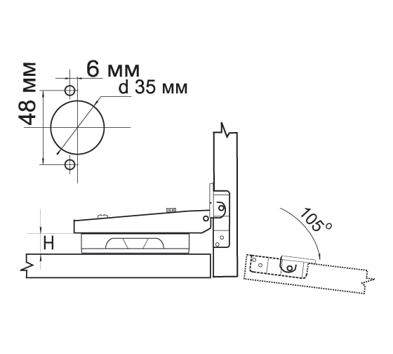 Накладная петля MF RDK-59A Clip-on с доводчиком 5991v