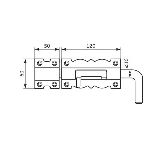 Засов гаражный DOMART фигурный ЗГФ-200 золото 4620031746096 1