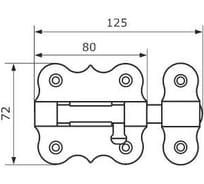 Засов дверной DOMART фигурный ЗДФ-80 белый антик 4660015162207