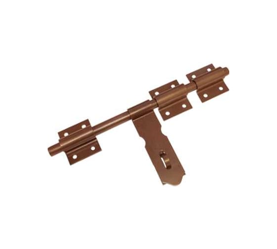 Засов DOMART ДОБРЫНЯ универсальный 450 мм (с накладкой) коричневый металлик 4660015165925 1