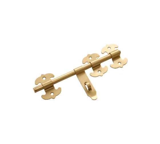 Засов универсальный DOMART фигурный ЗУФ-300 с накладкой золото 4660015163815 1