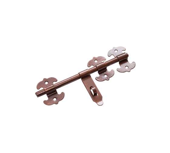 Засов универсальный DOMART фигурный ЗУФ-300 с накладкой медь антик 4660015163853 1