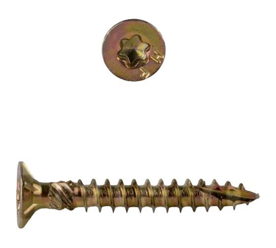 Саморезы конструкционные КРЕП-КОМП потай Torx, желтый цинк 4.0х 30 мм (500 шт) сдт430-500 1