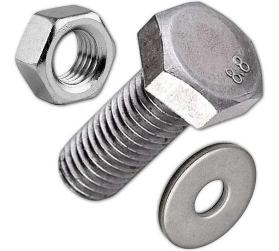 Болт 23 Болта 10х60 мм с гайкой и шайбой ОЦ DIN933 к.п.8.8, 10 шт 50016 1