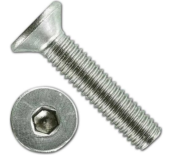 Винт нержавеющий 23 Болта 8х25 потайной под шестигранник DIN7991, 10 шт. МК17077ф10 1