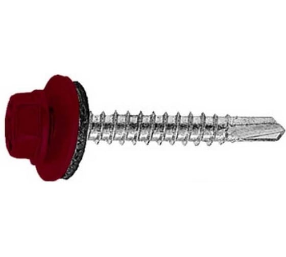 Саморез кровельный Admiral Stars 5.5 х 25, RAL 3005 красн-вино, 1 ящик 3500 шт 54397559 1
