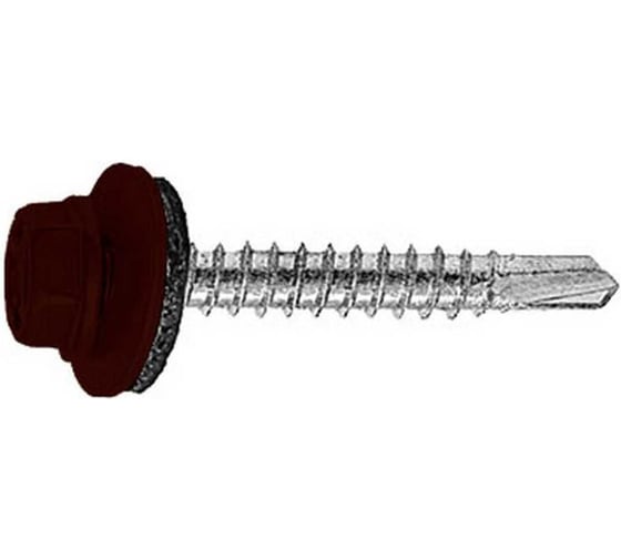 Саморез кровельный Admiral Stars 4.8 х 51, RAL 8017 темно-корич, 1 ящик 2500 шт 54397530 1