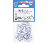 Винт Стройбат DIN 7985 М6x16 с гайкой DIN 934, белый цинк 480 шт, 559740
