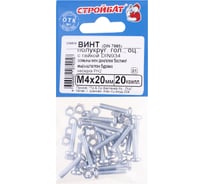 Винт Стройбат DIN 7985 М4x20 с гайкой DIN 934, белый цинк 1200 шт, 559810
