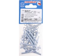 Винт Стройбат DIN 7985 М5х40 с гайкой DIN 934, белый цинк 400 шт, 559880