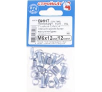 Винт Стройбат DIN 7985 М6x12 с гайкой DIN 934, белый цинк 480 шт, 559720