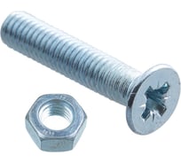 Винт Стройбат потайной, DIN 965 М3х20 с гайкой, DIN 934, белый цинк 1200 шт, 563760
