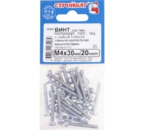 Винт Стройбат DIN 7985 М4x30 с гайкой DIN 934, белый цинк 600 шт, 559840
