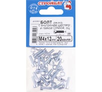 Болт с внутренним шестигранником Стройбат DIN 912 М 4x12 и гайкой DIN 934, белый цинк 1200 шт, 559600