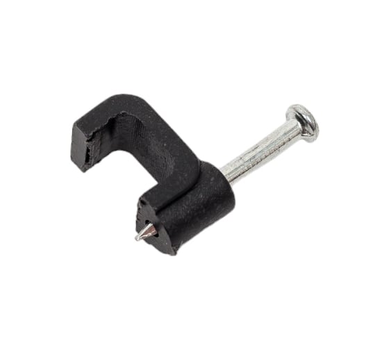 Скоба TDM ELECTRIC 7 мм, плоская, пластиковая, черная, 50 шт. SQ0513-0032