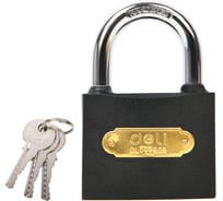 Замок навесной Deli стальной, 75мм DL508909, 3 ключа, латунная личинка 179403