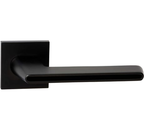 Ручка дверная межкомнатная VETTORE на тонком основании R21.190 MBP/BL черный матовый/черная вставка 20612
