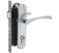 Замок врезной BASARA для межкомнатных и входных дверей 1523 CP хром, в комплекте с ручкой и цилиндром 40114