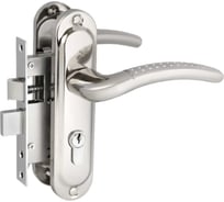 Замок врезной BASARA для межкомнатных и входных дверей 1126 NI никель, в комплекте с ручкой и цилиндром 40109