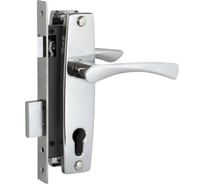 Замок врезной BASARA для межкомнатных и входных дверей 1323 CP хром, в комплекте с ручкой 40112