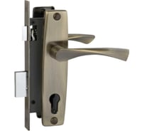 Замок врезной BASARA для межкомнатных и входных дверей 1323 AB бронза, в комплекте с ручкой 40113