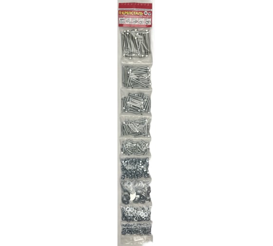 Набор оцинкованных болтов гаек, шайб Крепсталь М6х60, М6х50, М6х40, М6х30, М6х20 КРЕПСТАЛЬ. 750 шт. NBG000039 1