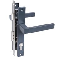 Замок врезной с ручкой Стандарт 8520.01.7016 серый антрацит, ключ-ключ 17657