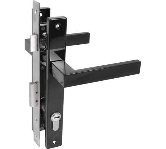 Замок врезной с ручкой Стандарт 8520.01.9005 черный, ключ-ключ 17658 1