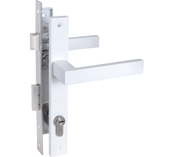 Замок врезной с ручкой Стандарт 8520.01.9016 белый, ключ-ключ 17656 1